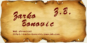 Žarko Bonović vizit kartica